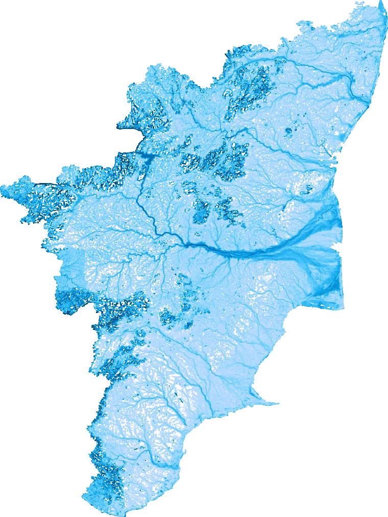 Modeled 100-year flood depth across Tamil Nadu & Puducherry